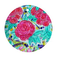 Roses And Movie Theater Carpet Round Ornament (two Sides) by okhismakingart