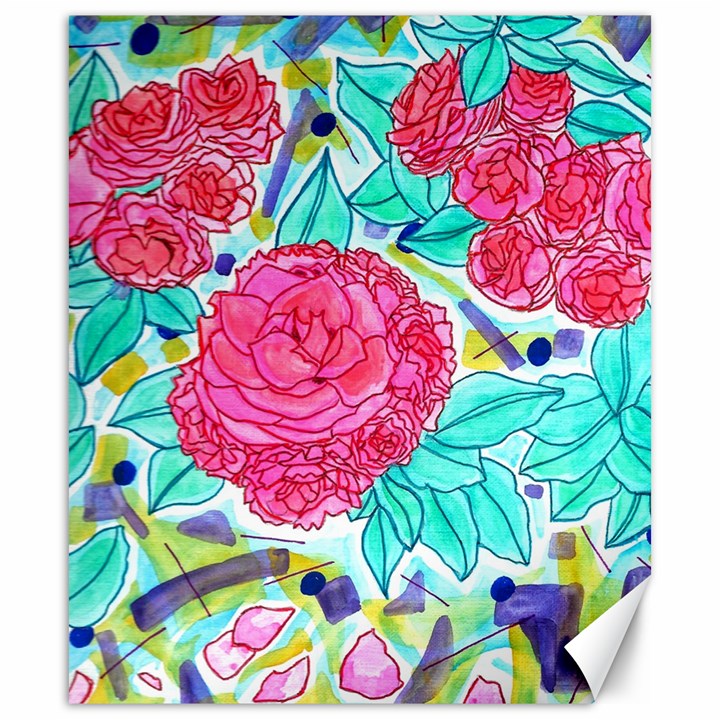 Roses and Movie Theater Carpet Canvas 20  x 24 