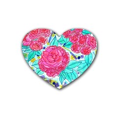 Roses And Movie Theater Carpet Rubber Coaster (heart)  by okhismakingart