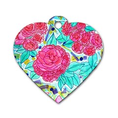 Roses And Movie Theater Carpet Dog Tag Heart (one Side) by okhismakingart