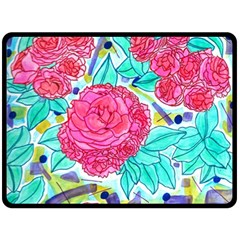 Roses And Movie Theater Carpet Fleece Blanket (large)  by okhismakingart