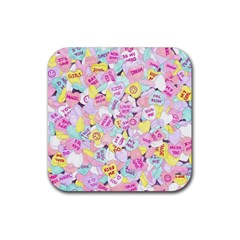 Candy Hearts (sweet Hearts-inspired) Rubber Coaster (square)  by okhismakingart