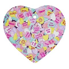 Candy Hearts (sweet Hearts-inspired) Heart Ornament (two Sides) by okhismakingart