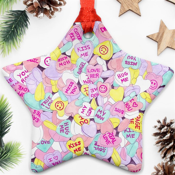 Candy Hearts (Sweet Hearts-inspired) Star Ornament (Two Sides)