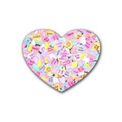 Candy Hearts (sweet Hearts-inspired) Rubber Coaster (heart)  by okhismakingart