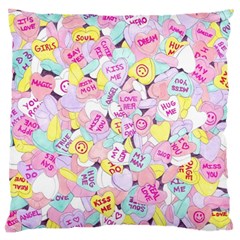 Candy Hearts (sweet Hearts-inspired) Large Cushion Case (two Sides) by okhismakingart