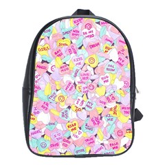 Candy Hearts (sweet Hearts-inspired) School Bag (xl) by okhismakingart