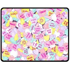 Candy Hearts (sweet Hearts-inspired) Double Sided Fleece Blanket (medium)  by okhismakingart