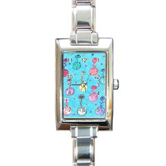 Flower Orbs  Rectangle Italian Charm Watch by okhismakingart