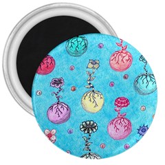 Flower Orbs  3  Magnets by okhismakingart