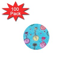 Flower Orbs  1  Mini Buttons (100 Pack)  by okhismakingart