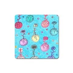 Flower Orbs  Square Magnet by okhismakingart