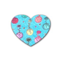 Flower Orbs  Rubber Coaster (heart)  by okhismakingart