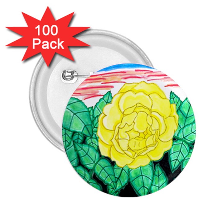 Sunset Rose Watercolor 2.25  Buttons (100 pack) 