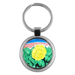 Sunset Rose Watercolor Key Chains (round)  by okhismakingart