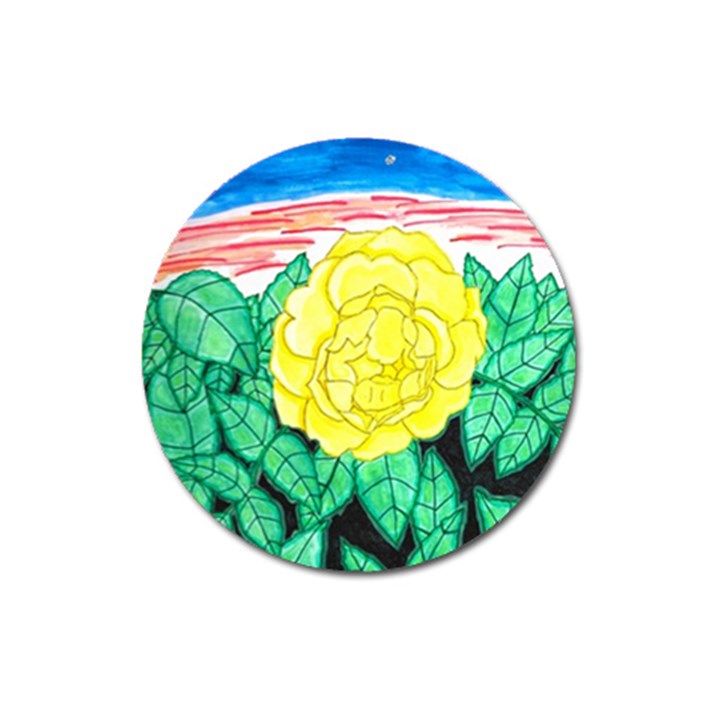 Sunset Rose Watercolor Magnet 3  (Round)