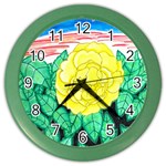 Sunset Rose Watercolor Color Wall Clock Front