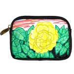 Sunset Rose Watercolor Digital Camera Leather Case Front