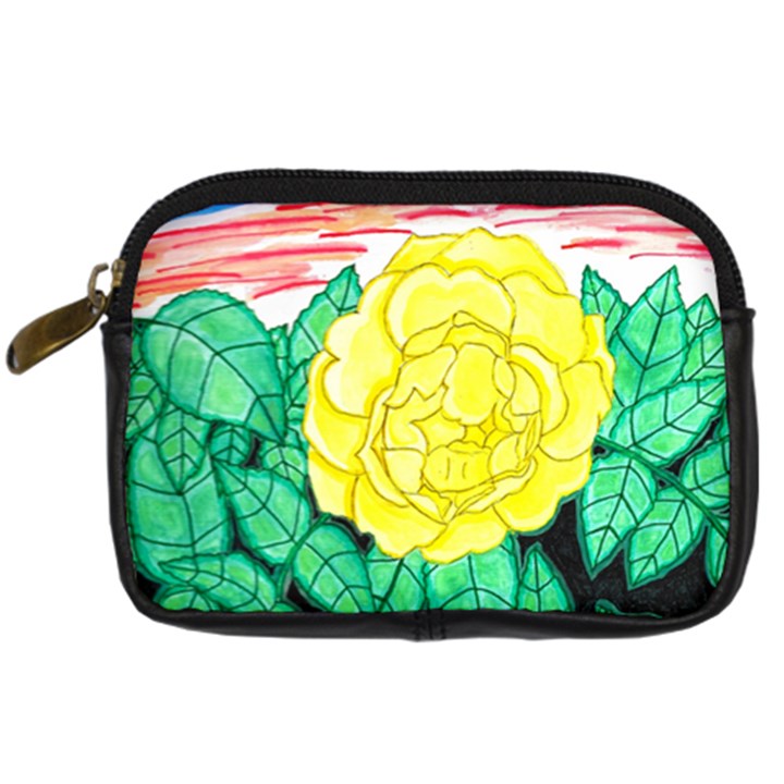 Sunset Rose Watercolor Digital Camera Leather Case