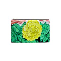 Sunset Rose Watercolor Cosmetic Bag (small) by okhismakingart