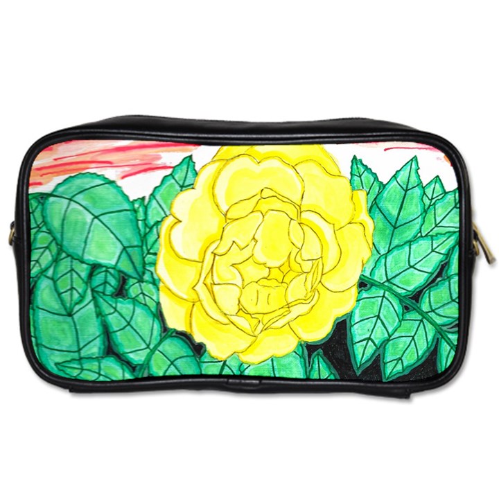 Sunset Rose Watercolor Toiletries Bag (Two Sides)