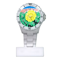 Sunset Rose Watercolor Plastic Nurses Watch by okhismakingart