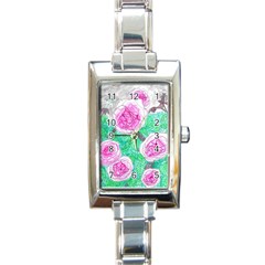 Roses With Gray Skies Rectangle Italian Charm Watch by okhismakingart