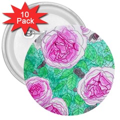 Roses With Gray Skies 3  Buttons (10 Pack)  by okhismakingart