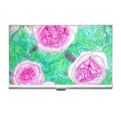 Roses With Gray Skies Business Card Holder by okhismakingart