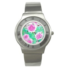 Roses With Gray Skies Stainless Steel Watch by okhismakingart