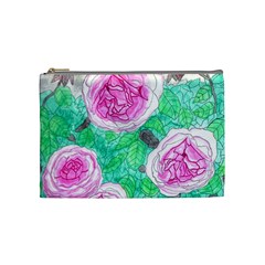 Roses With Gray Skies Cosmetic Bag (medium) by okhismakingart