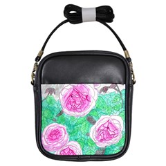 Roses With Gray Skies Girls Sling Bag by okhismakingart