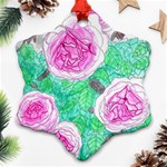 Roses with Gray Skies Snowflake Ornament (Two Sides) Back