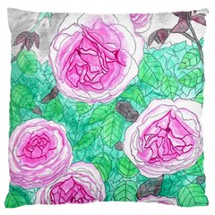 Roses With Gray Skies Large Cushion Case (one Side) by okhismakingart