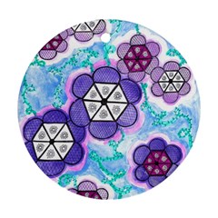 Hexagonal Flowers Ornament (round) by okhismakingart