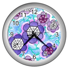 Hexagonal Flowers Wall Clock (silver) by okhismakingart