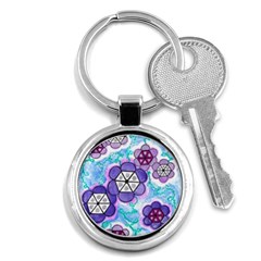 Hexagonal Flowers Key Chains (round)  by okhismakingart