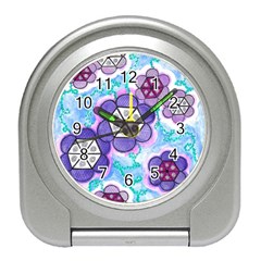 Hexagonal Flowers Travel Alarm Clock by okhismakingart