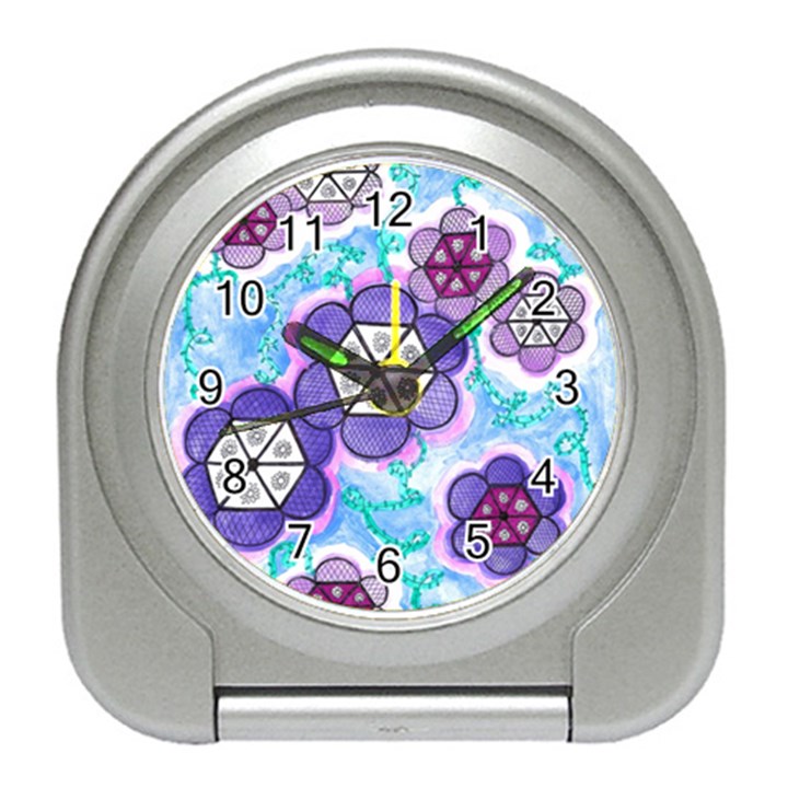 Hexagonal Flowers Travel Alarm Clock