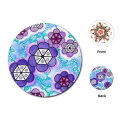 Hexagonal Flowers Playing Cards (round) by okhismakingart