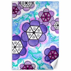 Hexagonal Flowers Canvas 12  X 18  by okhismakingart