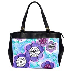 Hexagonal Flowers Oversize Office Handbag (2 Sides) by okhismakingart