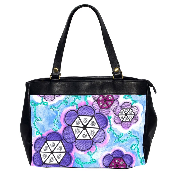 Hexagonal Flowers Oversize Office Handbag (2 Sides)