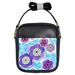 Hexagonal Flowers Girls Sling Bag by okhismakingart