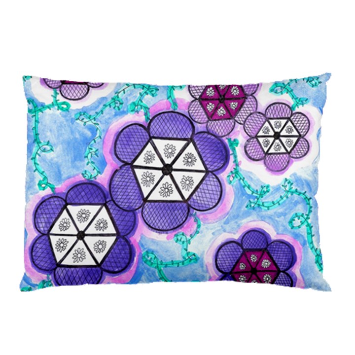 Hexagonal Flowers Pillow Case (Two Sides)