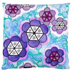 Hexagonal Flowers Large Cushion Case (one Side) by okhismakingart