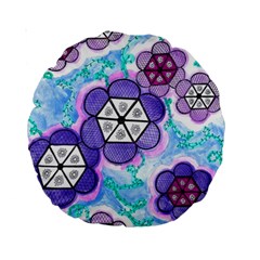 Hexagonal Flowers Standard 15  Premium Round Cushions by okhismakingart