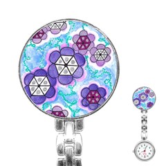 Hexagonal Flowers Stainless Steel Nurses Watch by okhismakingart