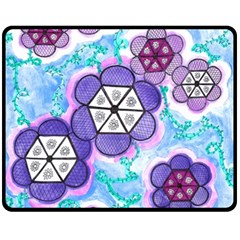 Hexagonal Flowers Double Sided Fleece Blanket (medium)  by okhismakingart