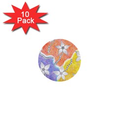 Tricolor Garden  1  Mini Buttons (10 Pack)  by okhismakingart